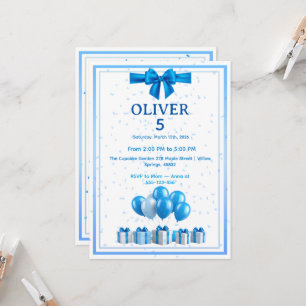 Boys Birthday Invitation - Gift Boxes & Confetti