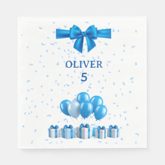 Boys Birthday Luncheon Napkins - Gift Box Design