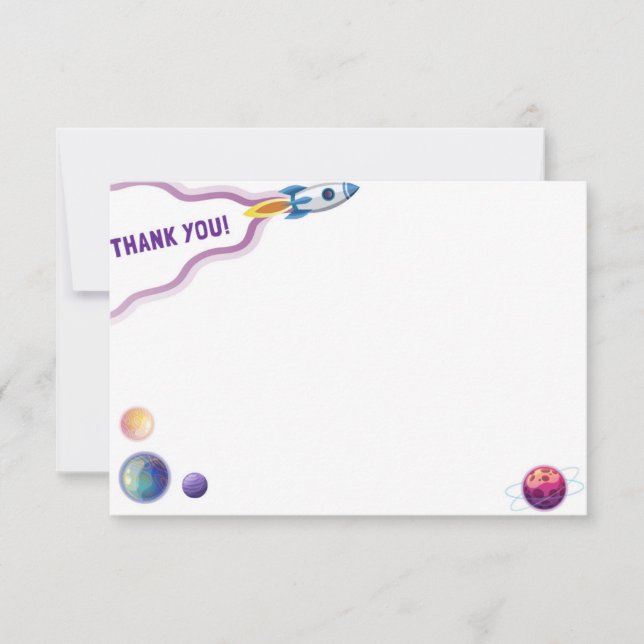 Boy's Birthday - Outer Space - Thank You Card (Front)