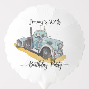 Boys Birthday Party Blue Semi Truck Balloon