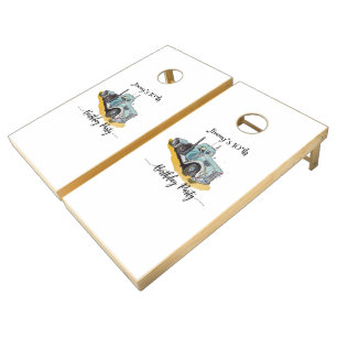 Boys Birthday Party Blue Semi Truck Cornhole Set