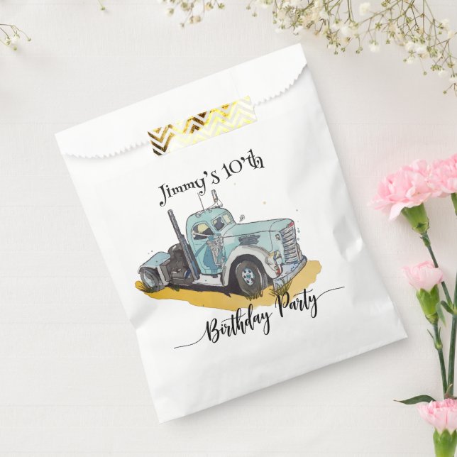 Boys Birthday Party Blue Semi Truck Favor Bag (Sealed)