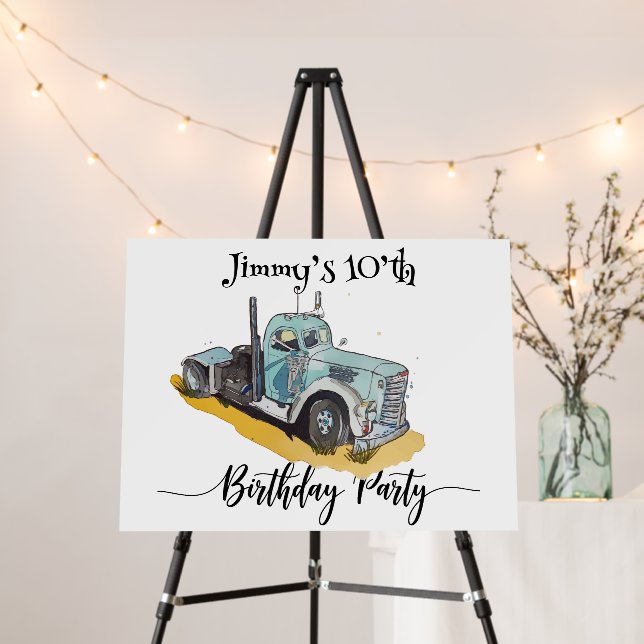 Boys Birthday Party Blue Semi Truck Foam Board (In Situ (Stand))