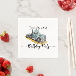 Boys Birthday Party Blue Semi Truck Napkins