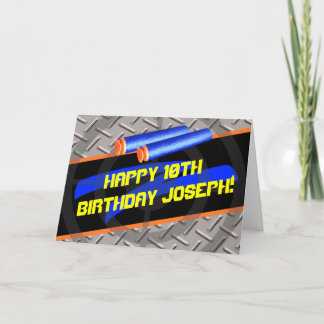 Boys Birthday Party Dart Wars Laser Tag Foam Decor Card