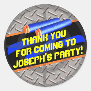 Boys Birthday Party Dart Wars Thank You Favor Classic Round Sticker