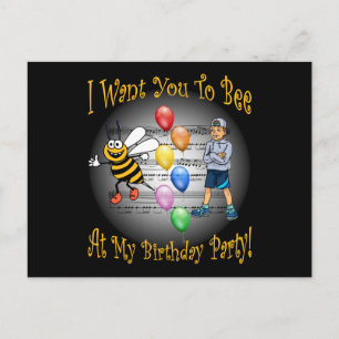 Boys Birthday Party Invitation ~ Bee ~ Balloons
