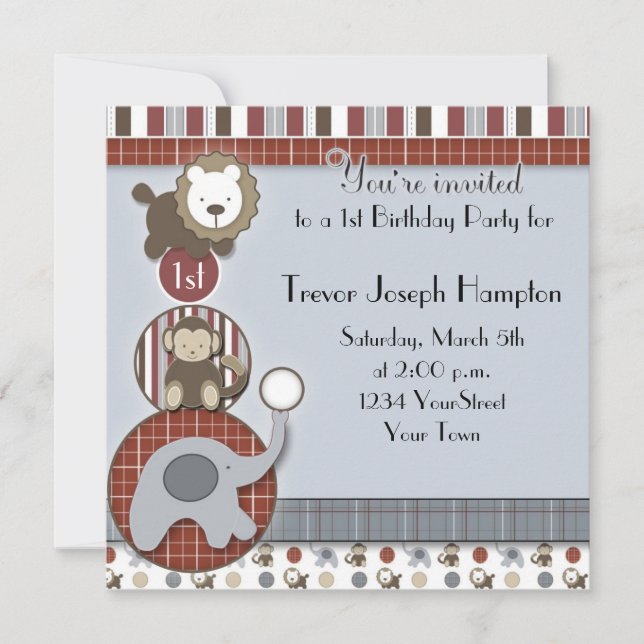 Boys Birthday Party Invitation with Appetizers (Front)
