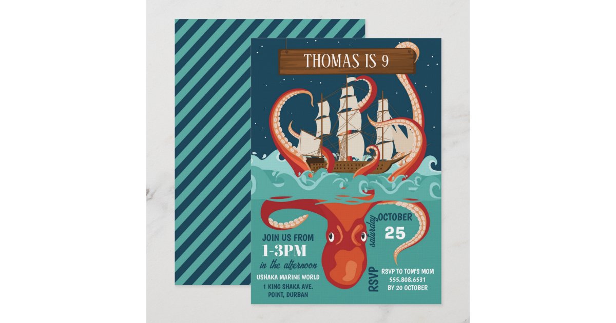 Boys Birthday Party Kraken Invitation | Zazzle