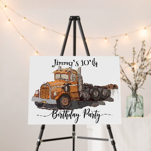 Boys Birthday Party Orange Semi Truck Foam Board