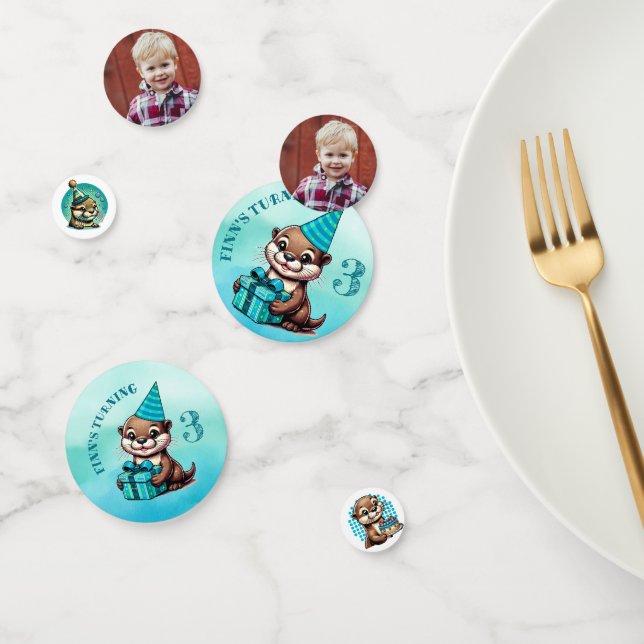 Boy's Birthday Party Otter Themed Personalized Confetti (Group)