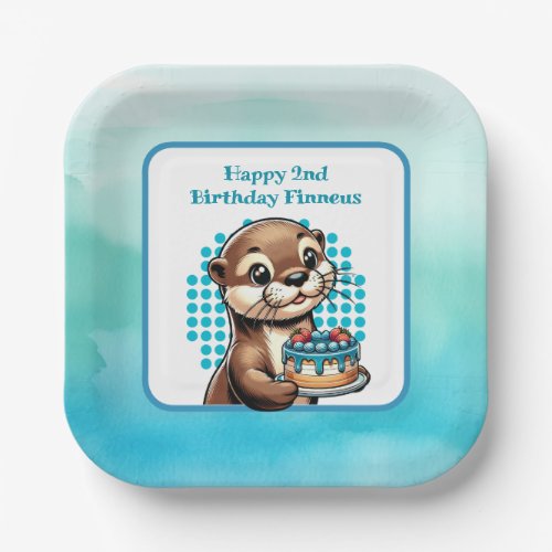 Boys Birthday Party Otter Themed Personalized Paper Plates