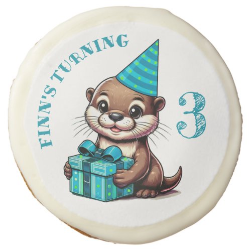 Boys Birthday Party Otter Themed Personalized Sugar Cookie