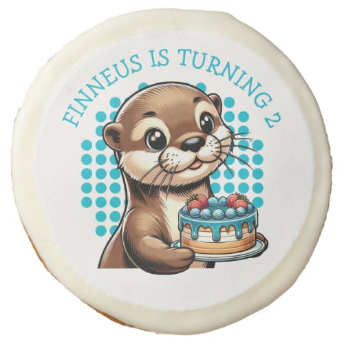 Boys Birthday Party Otter Themed Personalized Sugar Cookie