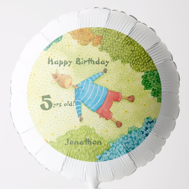 Boys Birthday Party Personalized Cartoon Balloon (Front)