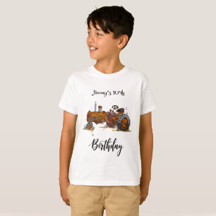 Boys birthday party with antique tractor design T-Shirt