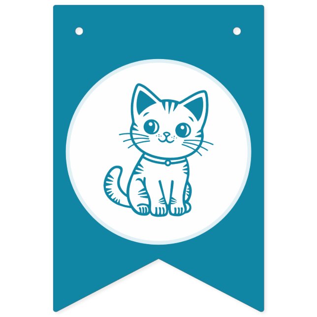 Boy's birthday party with custom colors kitten bunting flags (Seventh Flag)