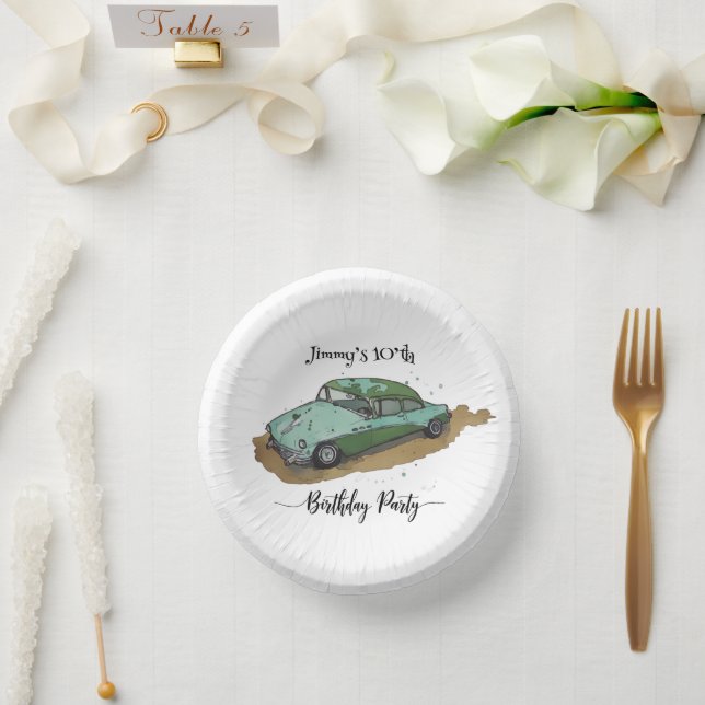 Boys birthday party with two toned sedan paper bowls (Wedding)