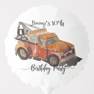 Boys birthday party with wrecker balloon