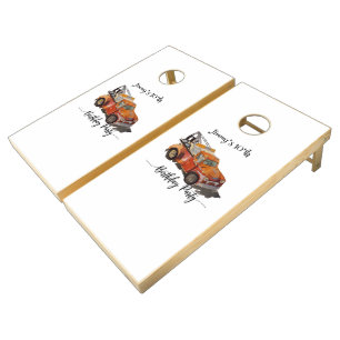 Boys birthday party with wrecker cornhole set