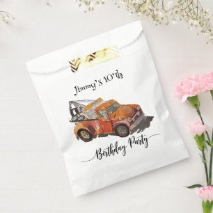 Boys birthday party with wrecker favor bag