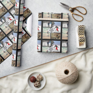 Boys Birthday Photo Collage Personalized Wrapping Paper