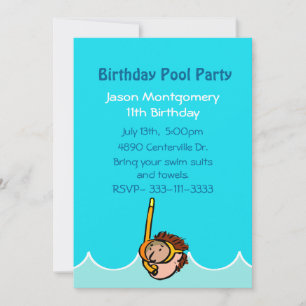 Boys Birthday Pool Party Invitation