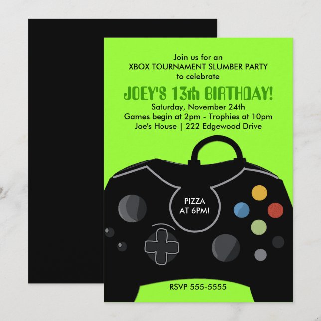 BOYS Birthday Video Game Station Party Invitation (Front/Back)