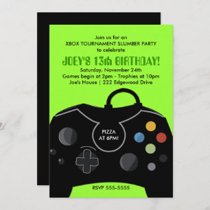 BOYS Birthday Video Game Station Party Invitation