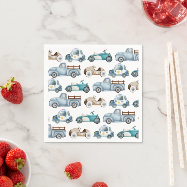 Boys Birthday Vintage Car Theme Napkins (Insitu)