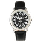 Boys black and white name wrist watch