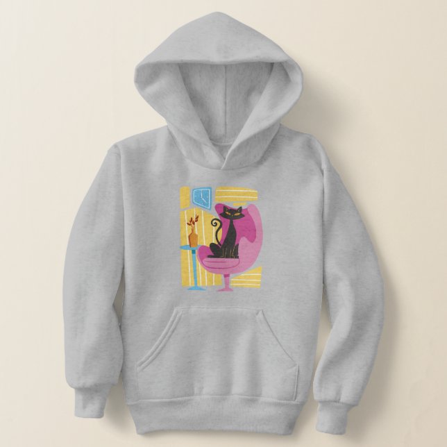 Boy's Black Cat Abstract Hoodie (Laydown)