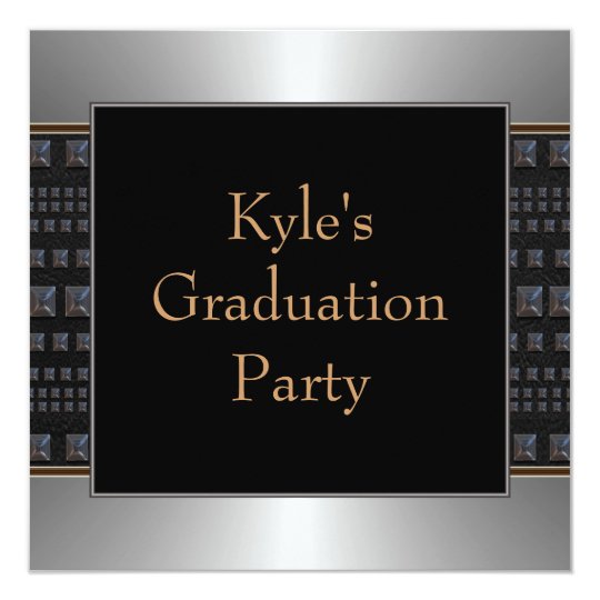 Boys Black Graduation Party Card