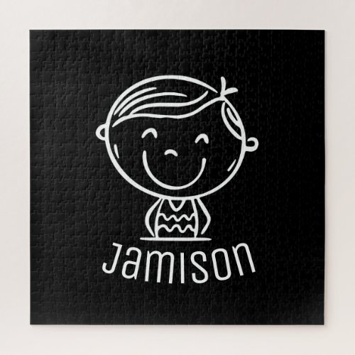 Boys Black Personalized Graphic Jigsaw Puzzle