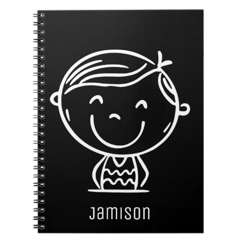 Boys Black Personalized Graphic Notebook