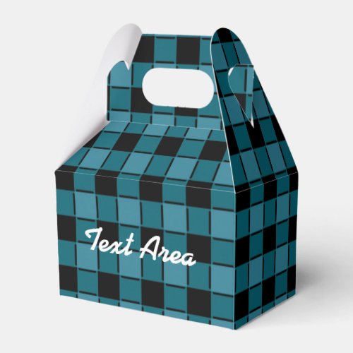 Boys Black  Teal Plaid Checkered Party Favor Box