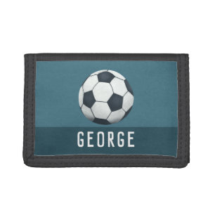 Boys Blue and Sporty Football Soccer Ball Kids Tri-fold Wallet
