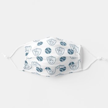 Boy's Blue And White Baseball And Glove Pattern Adult Cloth Face Mask by Lovewhatwedo at Zazzle
