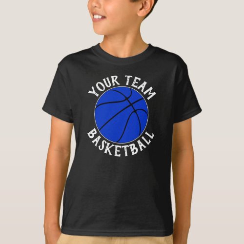 Boys Blue Basketball Team Player Name  Number T_Shirt