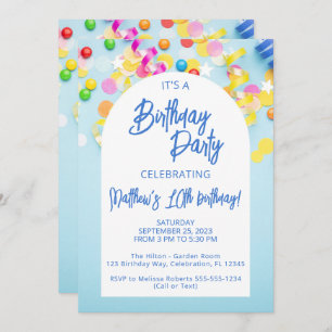 Boys Blue Birthday Party Invitation