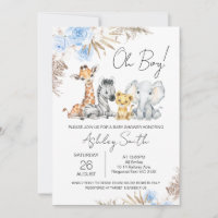 Boys Blue Boho Floral Safari Baby Shower