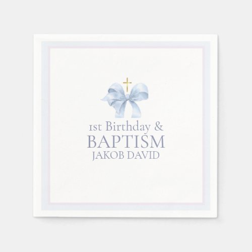 Boys Blue Bow 1st Birthday and Baptism 