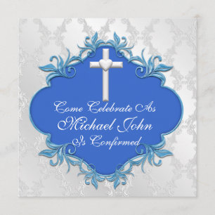 BOYS BLUE COMMUNION Invitations Elegant Design