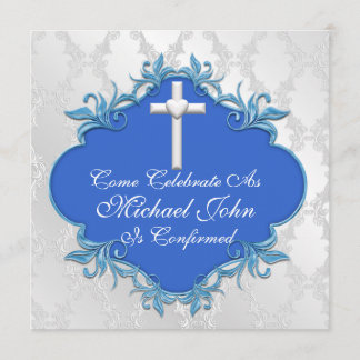 BOYS BLUE COMMUNION Invitations Elegant Design