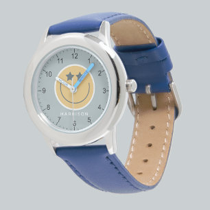 Boys Blue Cool Dude Smile Kids Watch