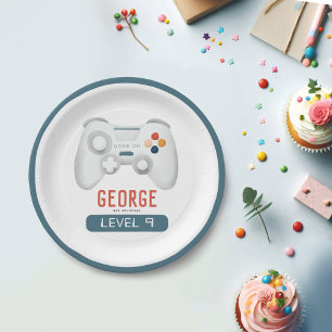 Boys Blue Cool Gaming Kids Birthday Paper Plates