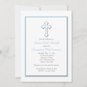 Boy's Blue Cross Religious Invitation