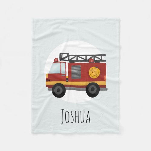 Boys Blue Cute Firefighter Fire Engine Truck Kids Fleece Blanket