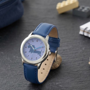 Boys Blue Dachshund Leather Wiener Dog Watch