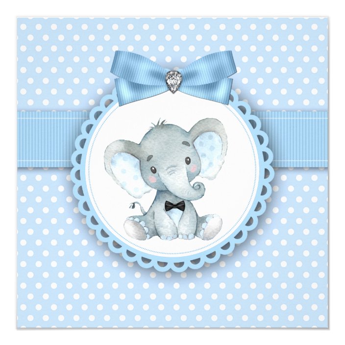 boys blue elephant baby shower invitations  zazzle